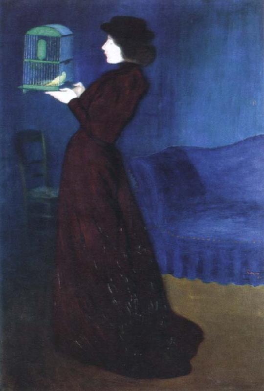 Jozsef Rippl-Ronai woman with a birdcage